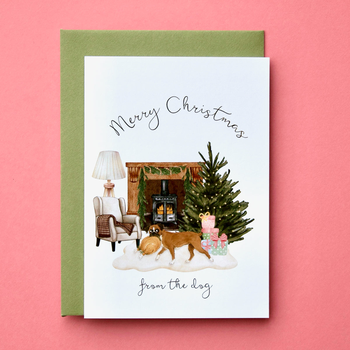 Boxer Dog Christmas Card