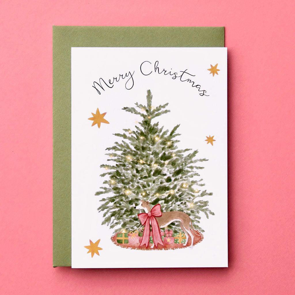 Whippet Dog Christmas Card