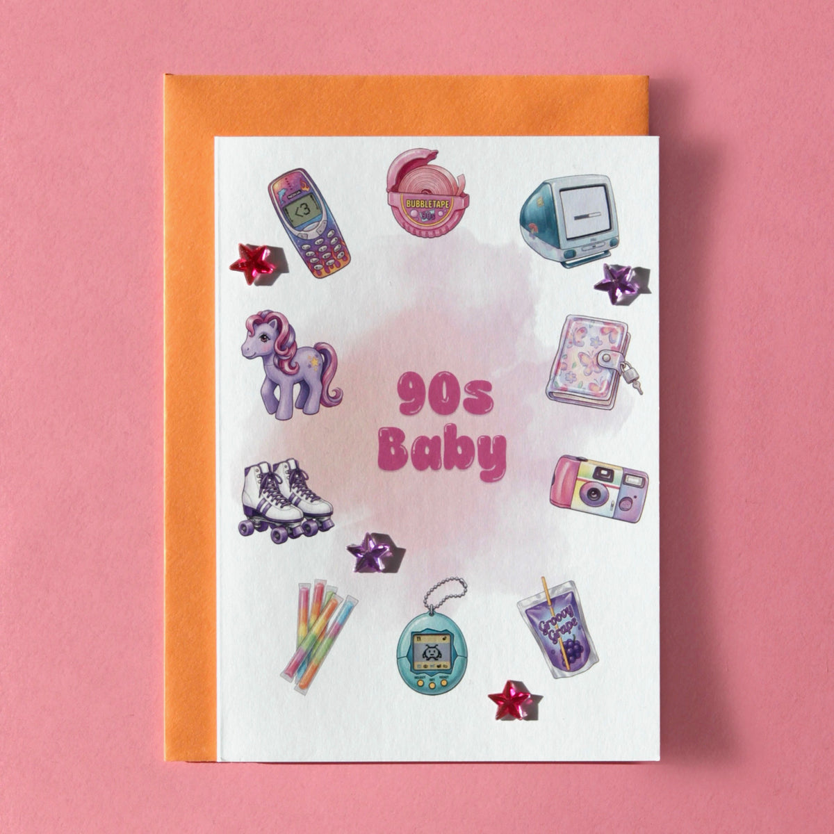 90s Baby Nostalgia Bedazzled Birthday Card